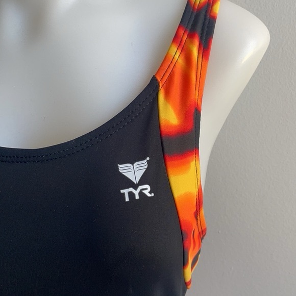 TYR Swimsuit Size 34 Black and Orange Medium - Picture 2 of 6